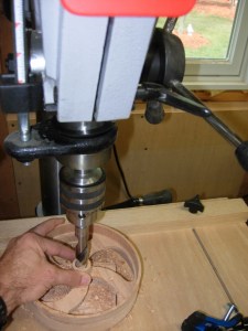 Drilling out the center of the wheel