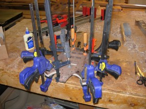 Clamping up the body to dry