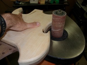 Sanding the glue joint