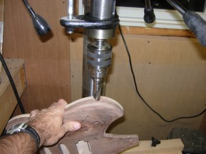 Drilling out the hole for the jack