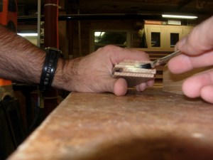 Adding the glue to the ends of the rails