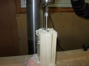 Drilling the 5/8" holes