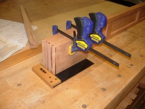 Aligning and clamping the apron pieces