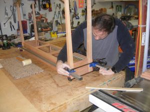 The rest of the carcass clamped and drying