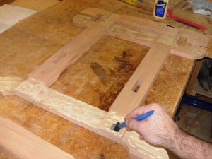 Applying glue to legs