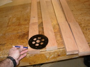 Marking out the radius on the upper beam parts