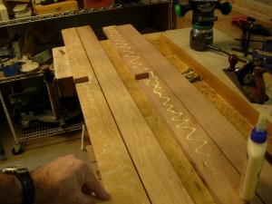 Glueing up the lower rails