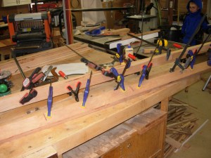 Lower rails clamped up