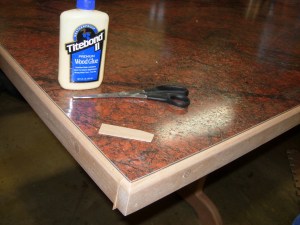 Glueing a shim into a gap