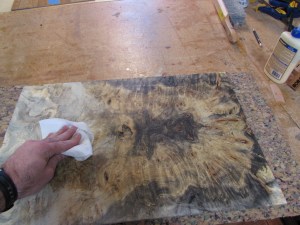 A little naphtha to highlight the grain