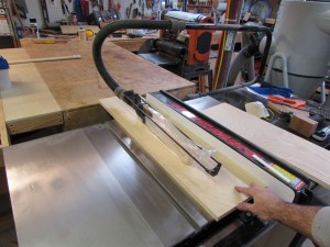 Ripping the plywood to width