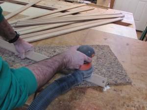 I roll the slats while sanding to smooth all the edges