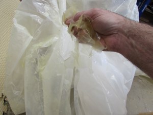 Over-spray just flakes off the plastic sheeting