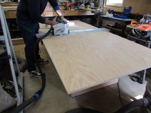 Cutting the panels down with the track saw