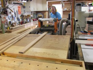 Planing the strips down to 3/4" thick