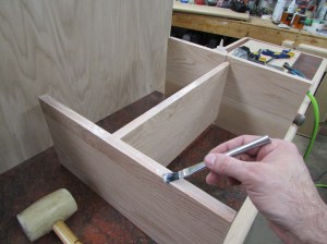 Applying glue to the assembled frame