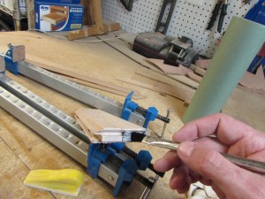 Applying glue to the ends of the short pieces only