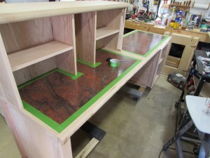 Masking the Formica edges with Frog tape