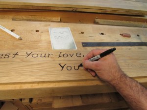 Darkening and thickening up the letters with a magic marker