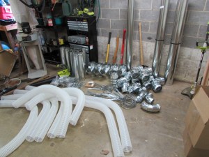 Pile of ducting components