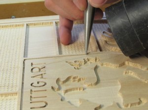 Picking out the dust stuck in the grooves