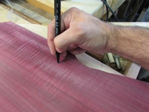 Sketching the curve through the awl punch marks