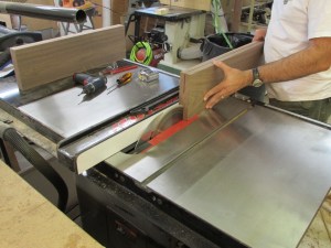 Starting the resaw on the table saw
