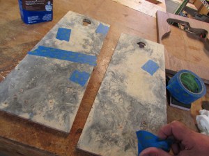 Taping up the back of the knots