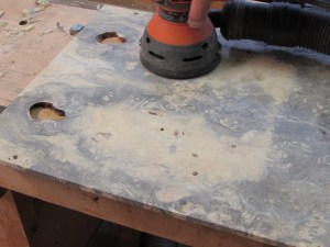 Sanding the buckeye top smooth