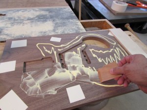 Applying glue within the lines