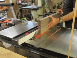 Starting the resaw on the table saw