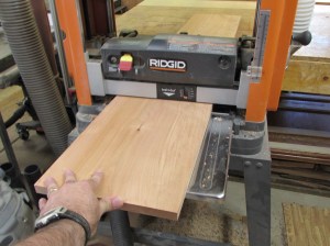 Planing the flattened board down to 3/4"