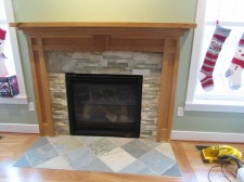 Cherry mantel and fireplace surround